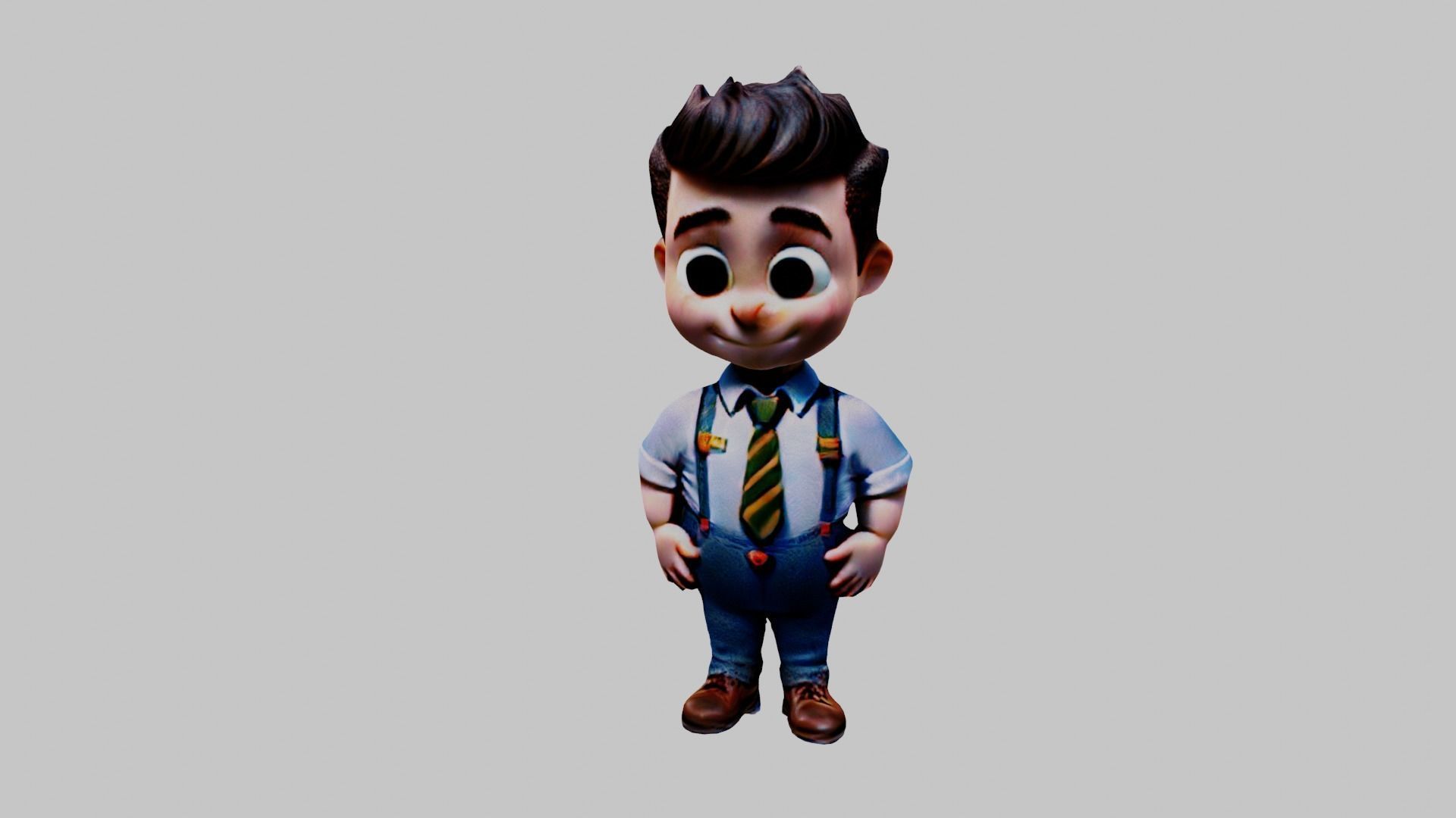   Cartoon Character Boy Low-poly 3D model_3