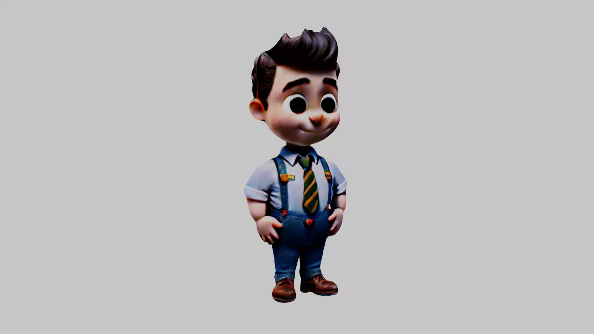   Cartoon Character Boy Low-poly 3D model_0