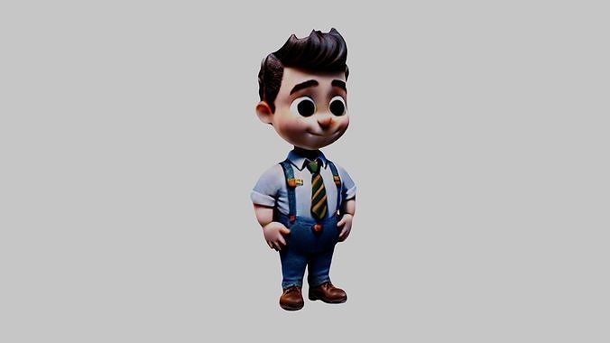   Cartoon Character Boy Low-poly 3D model