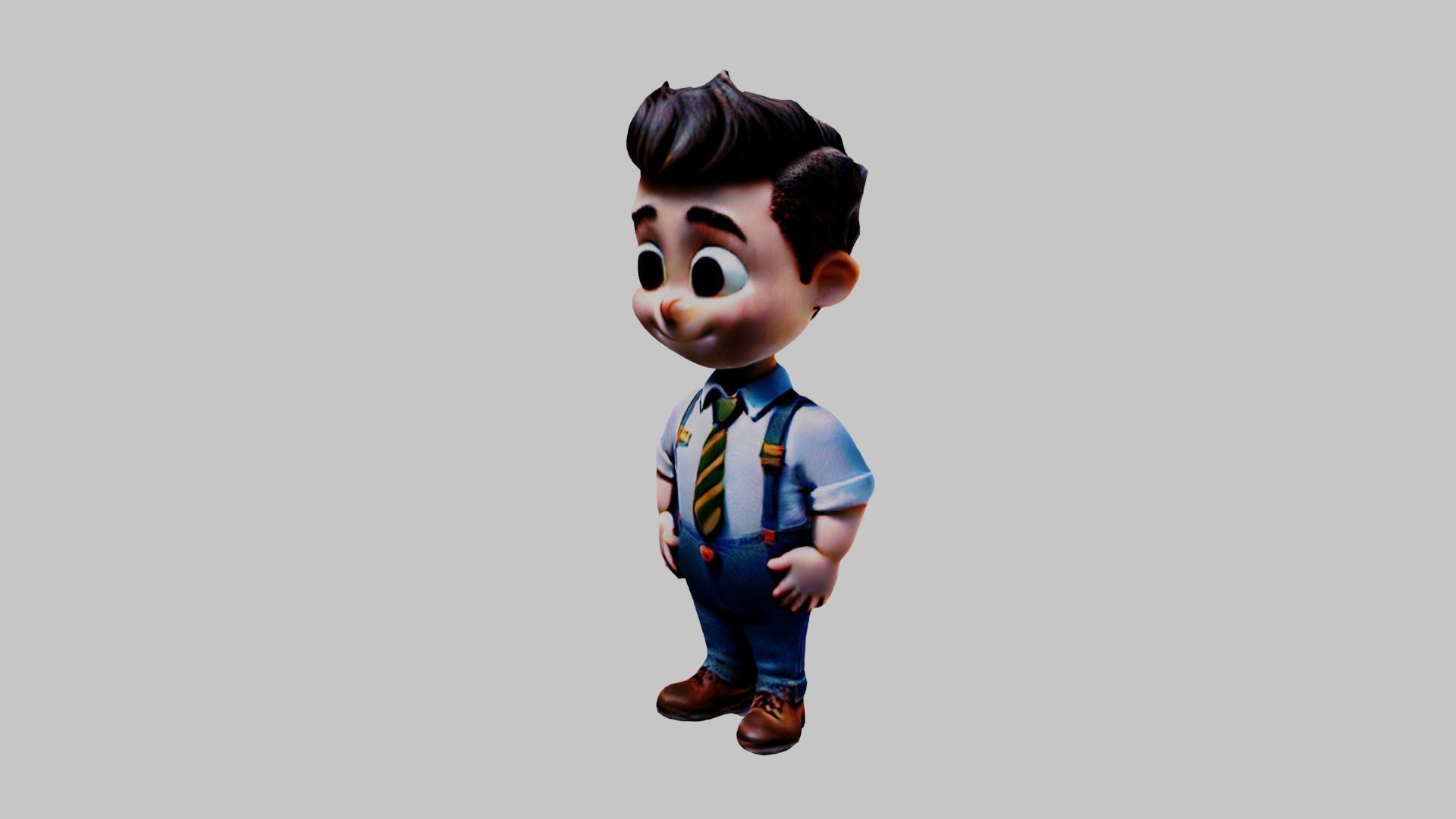   Cartoon Character Boy Low-poly 3D model_2