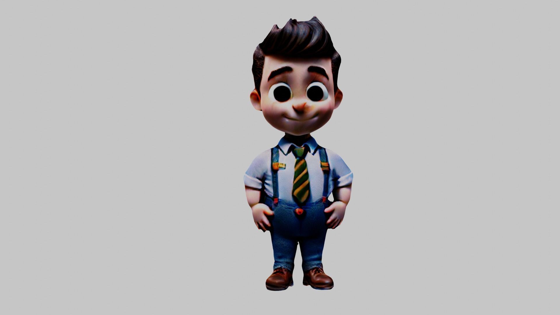   Cartoon Character Boy Low-poly 3D model_1