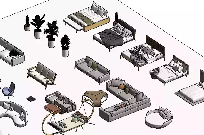 HIGH QUALITY MODELS FOR INTERIOR DESIGNS Low-poly 3D model