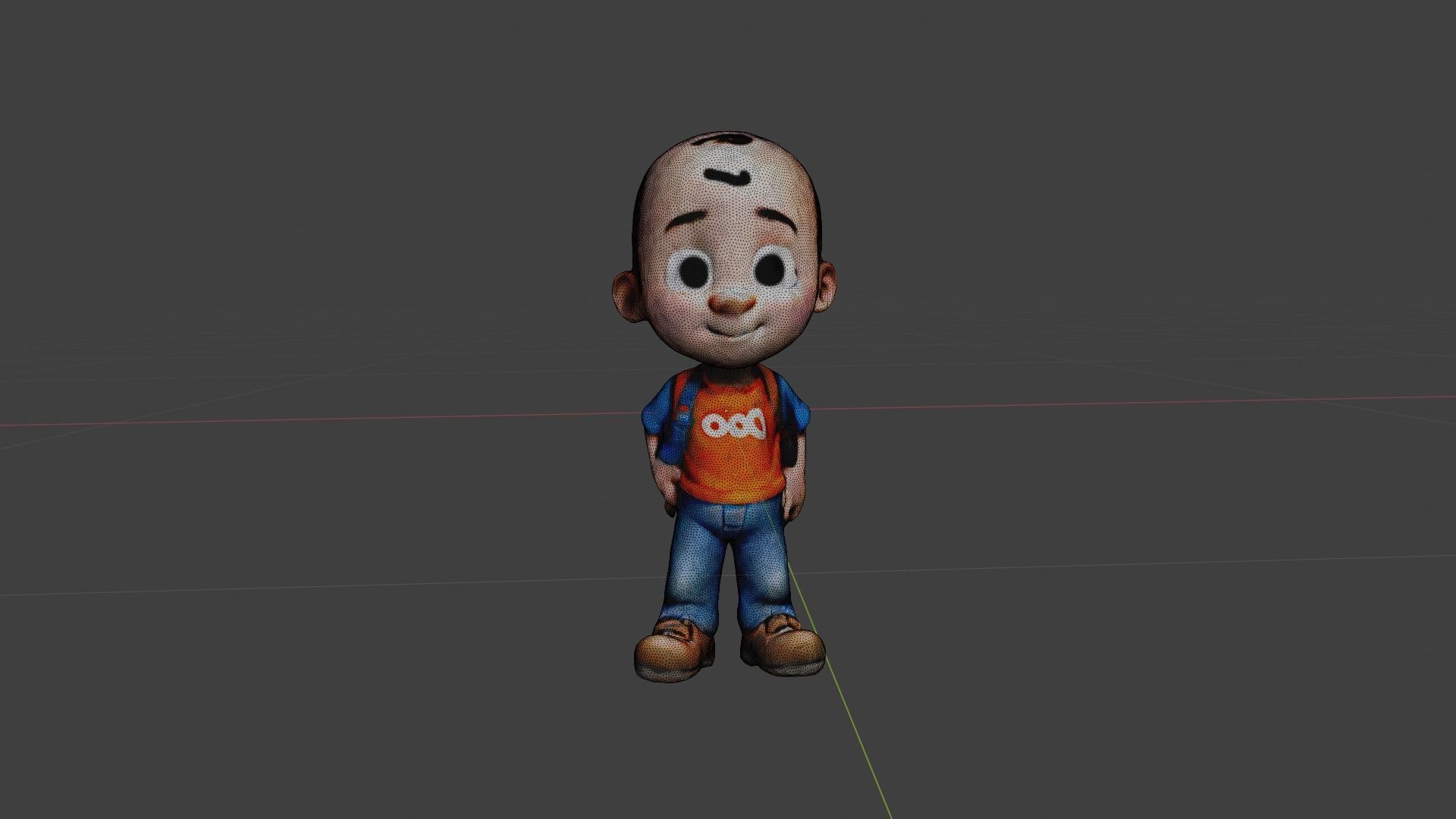  Cartoon Character Bald Boy Low-poly 3D model_7