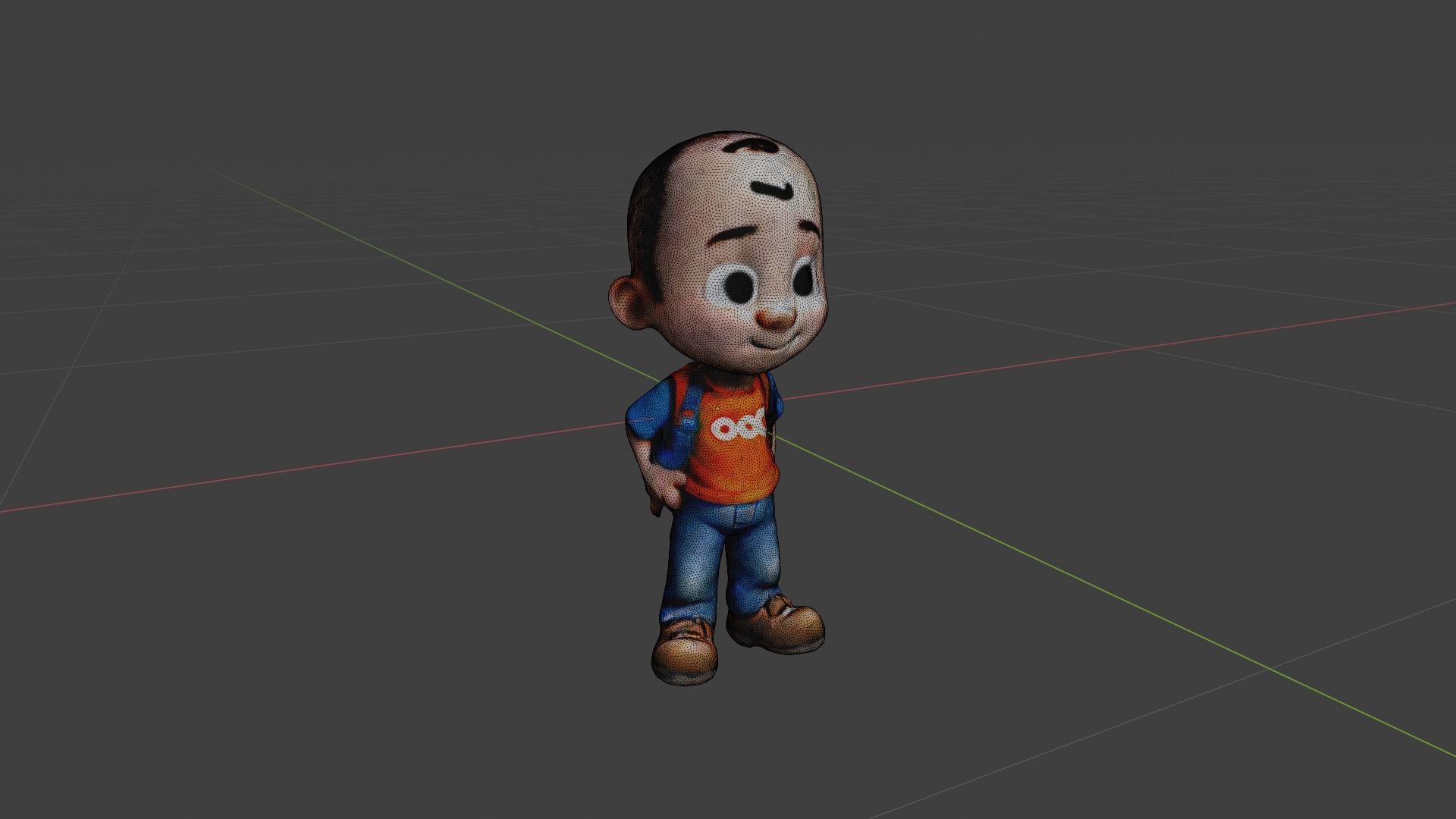  Cartoon Character Bald Boy Low-poly 3D model_6