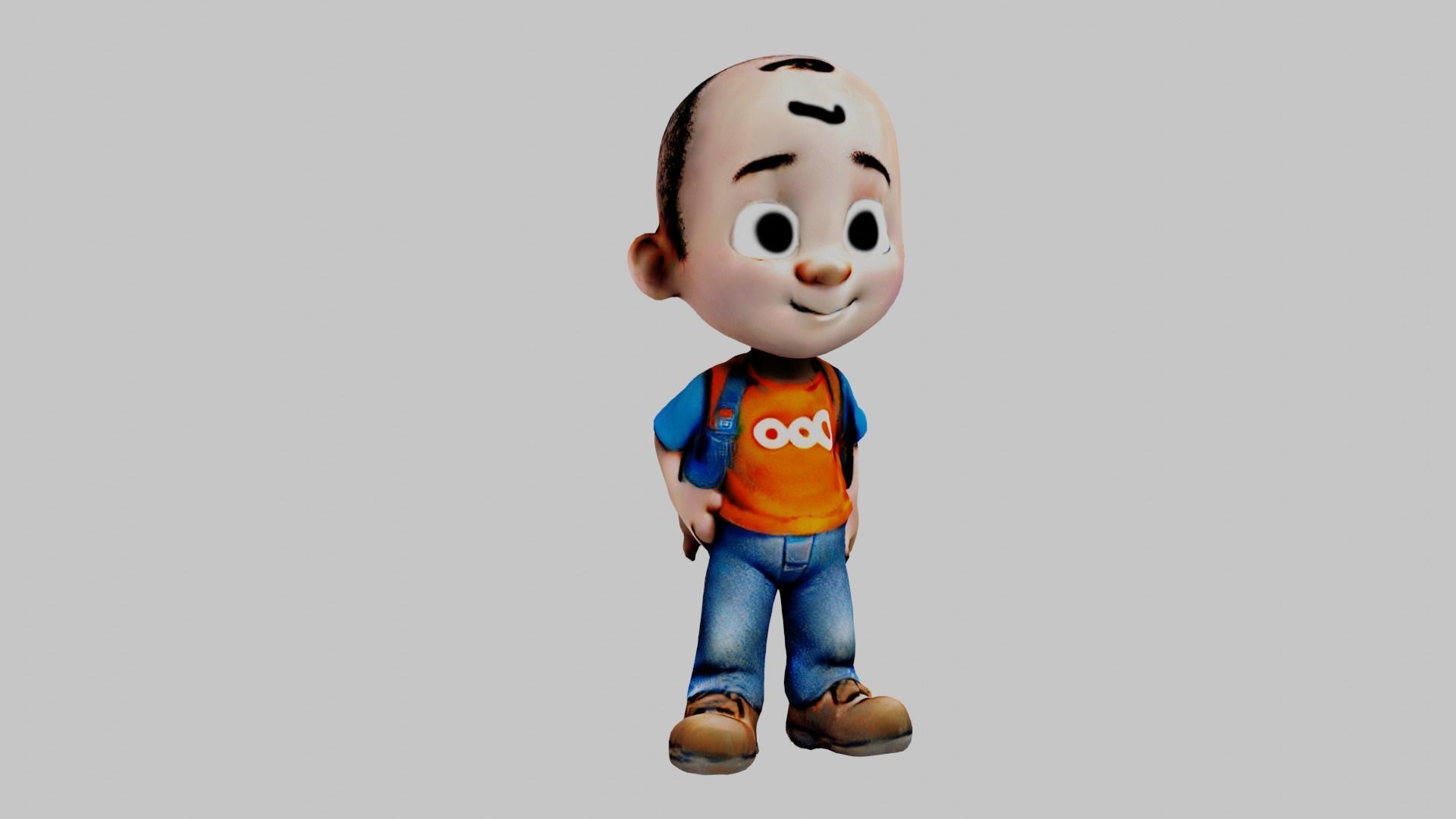  Cartoon Character Bald Boy Low-poly 3D model_5