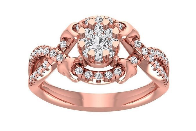 Women Wedding Engagement Bridal Split Shank Ring 3D print model