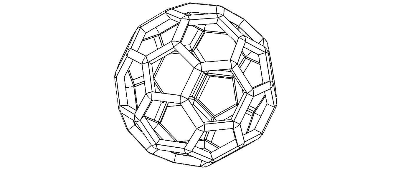 Wireframe Shape Truncated Icosahedron 3D print model_2