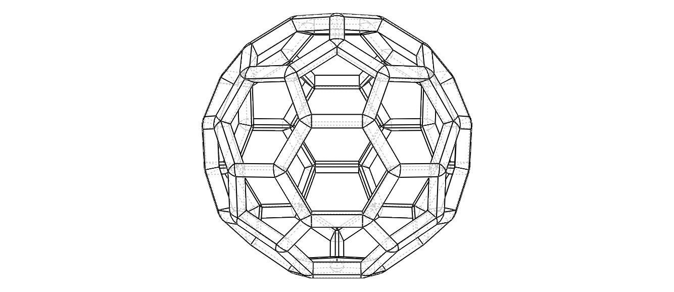 Wireframe Shape Truncated Icosahedron 3D print model_23