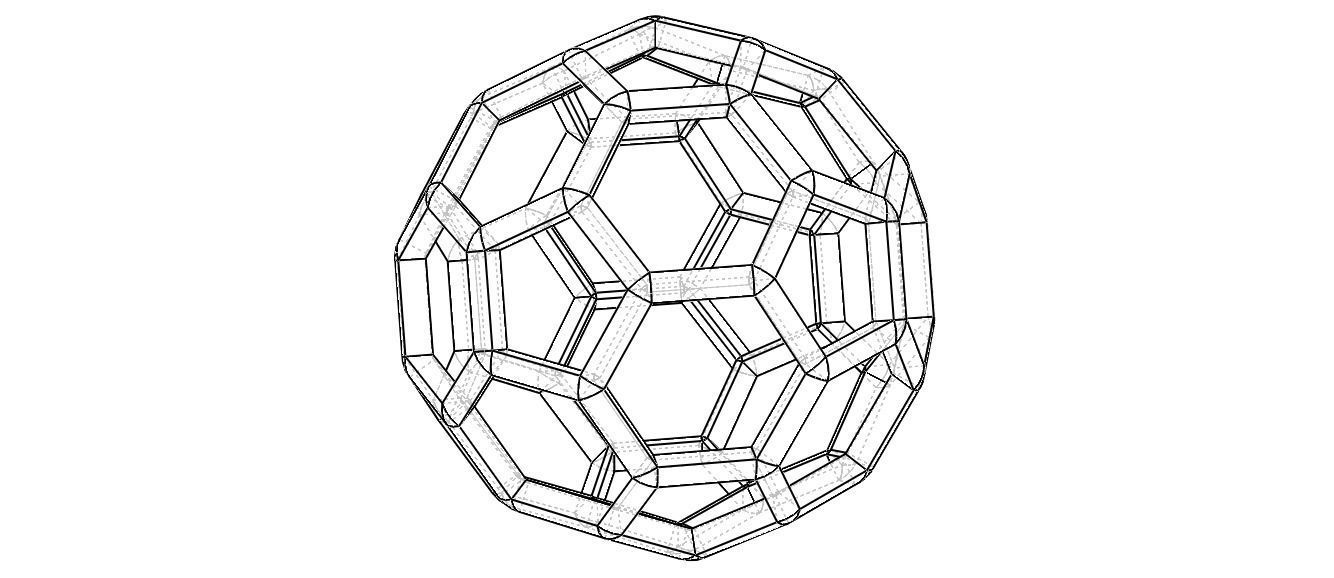 Wireframe Shape Truncated Icosahedron 3D print model_11