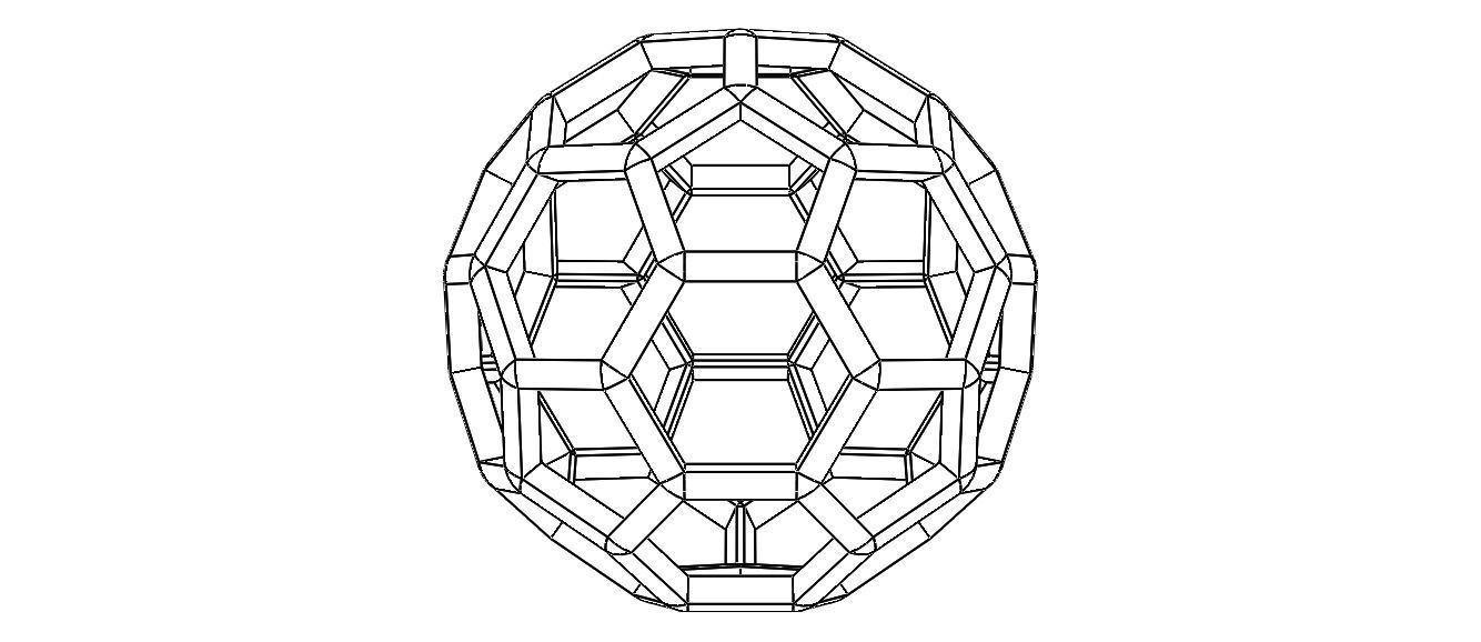 Wireframe Shape Truncated Icosahedron 3D print model_22