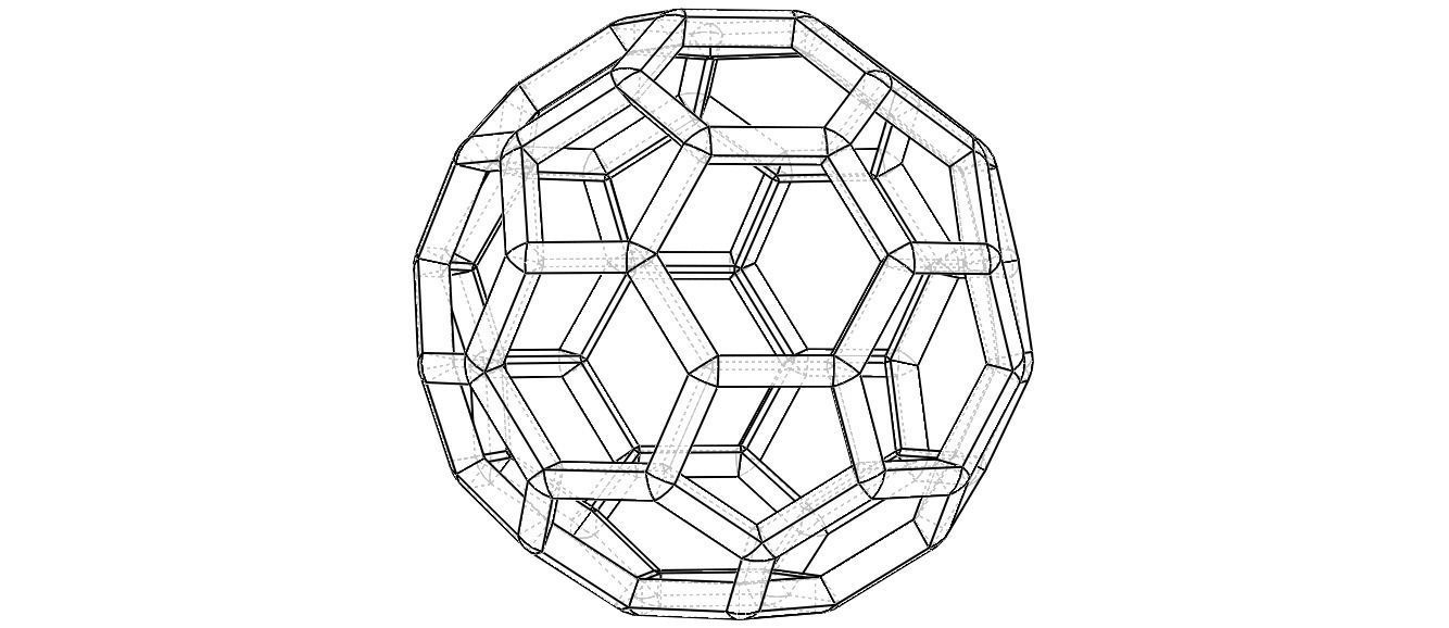 Wireframe Shape Truncated Icosahedron 3D print model_35