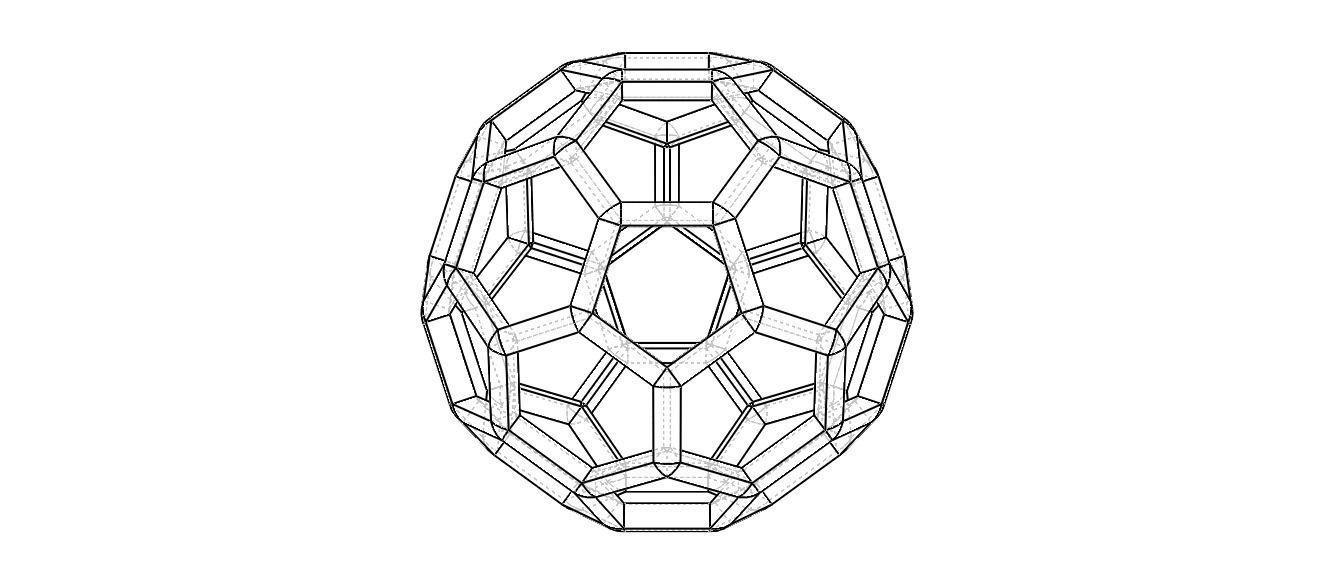 Wireframe Shape Truncated Icosahedron 3D print model_31