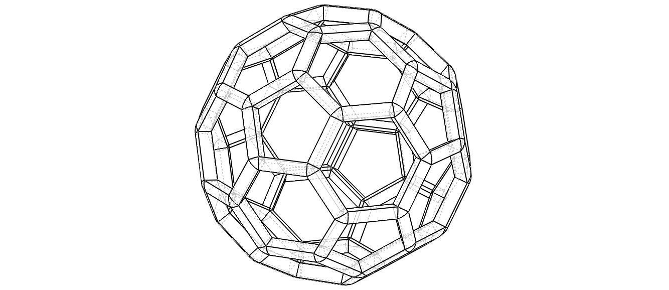 Wireframe Shape Truncated Icosahedron 3D print model_3