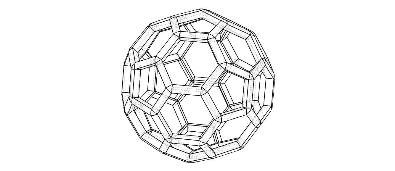 Wireframe Shape Truncated Icosahedron 3D print model_7