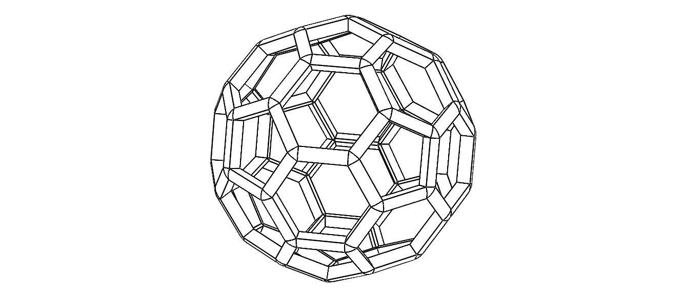 Wireframe Shape Truncated Icosahedron 3D print model_6