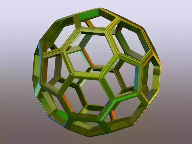 Wireframe Shape Truncated Icosahedron 3D print model