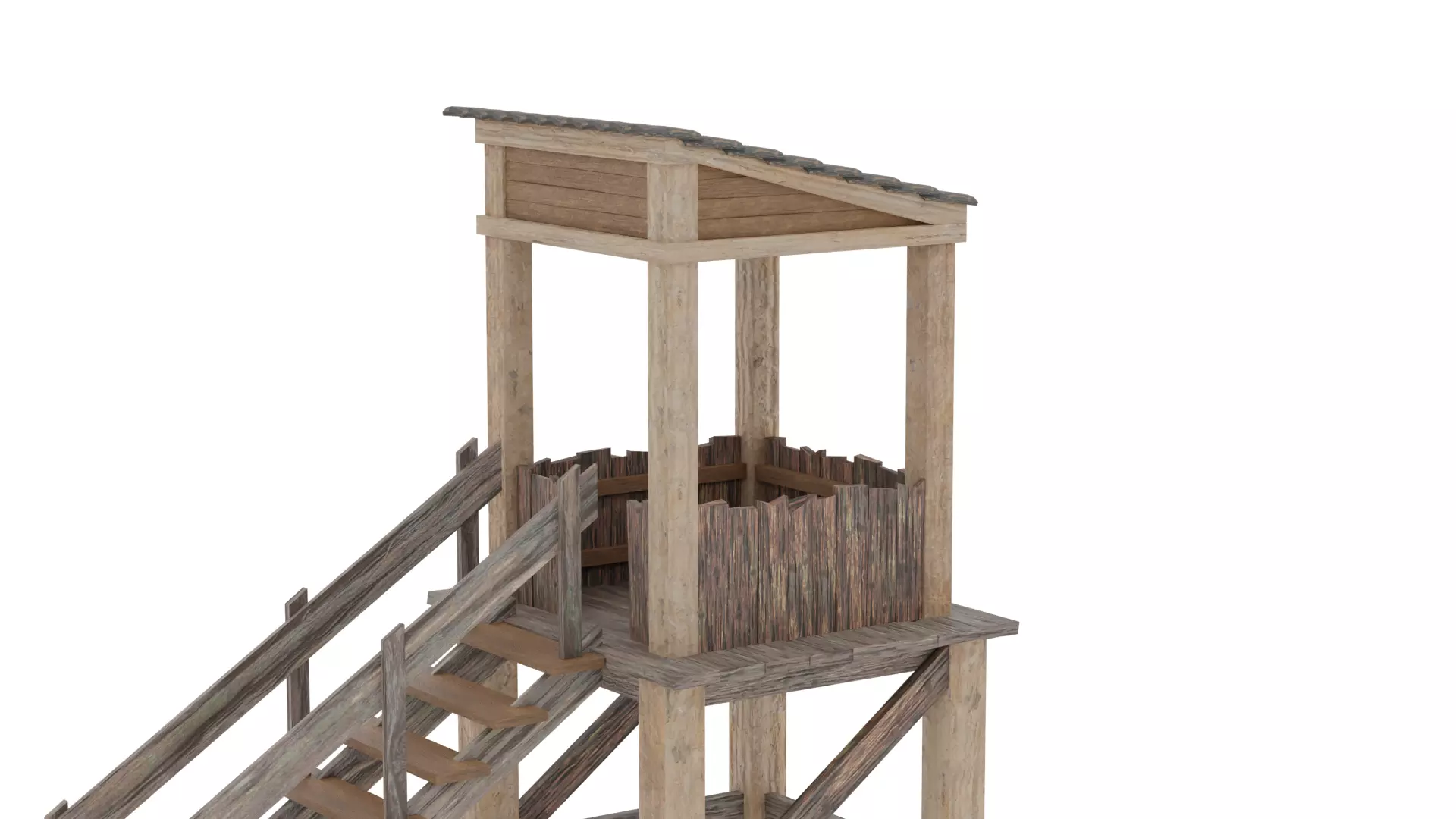 Medieval Watch Tower Low-poly 3D model_0