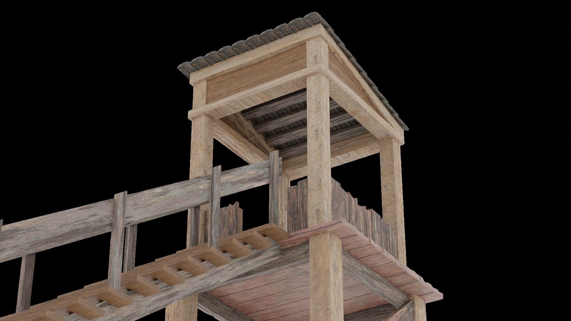 Medieval Watch Tower Low-poly 3D model_1