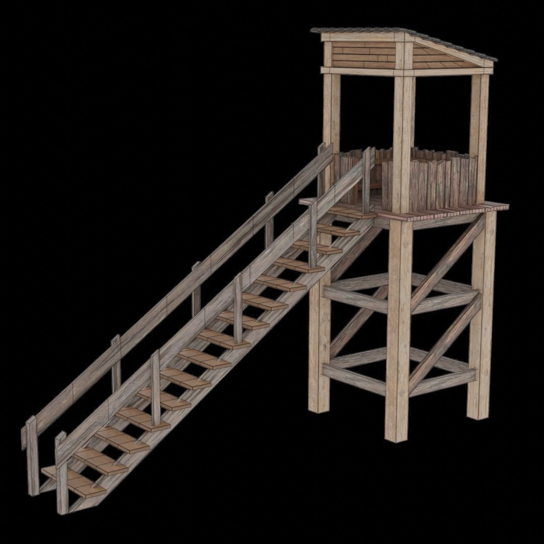 Medieval Watch Tower Low-poly 3D model_5