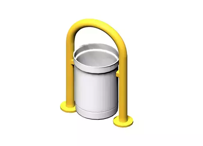 Yellow open cage type trash can Low-poly 3D model