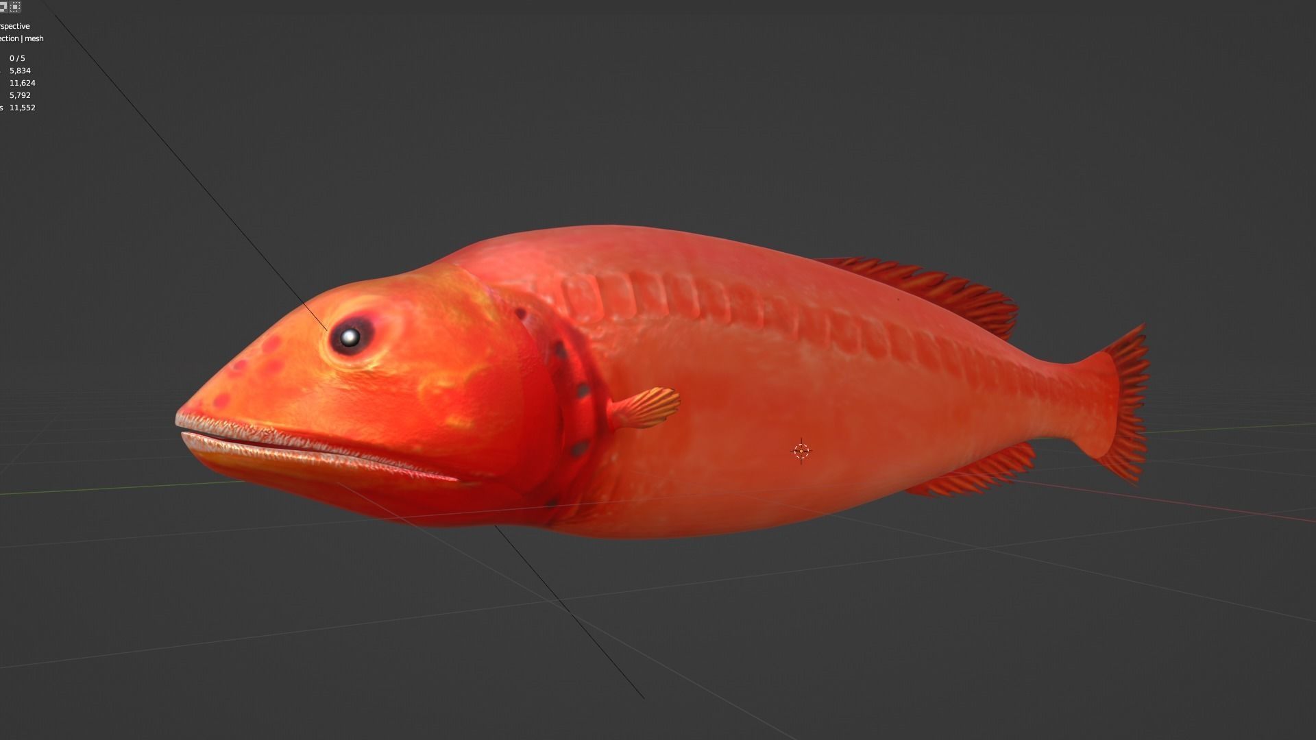 Flabbywhale fish Low-poly 3D model_7