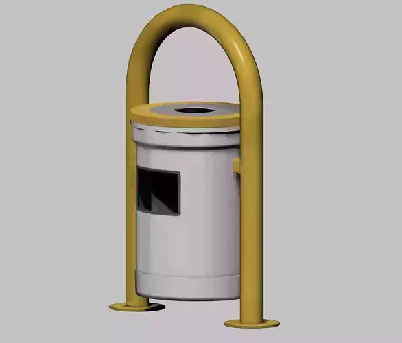 Yellow closed cage type trash can