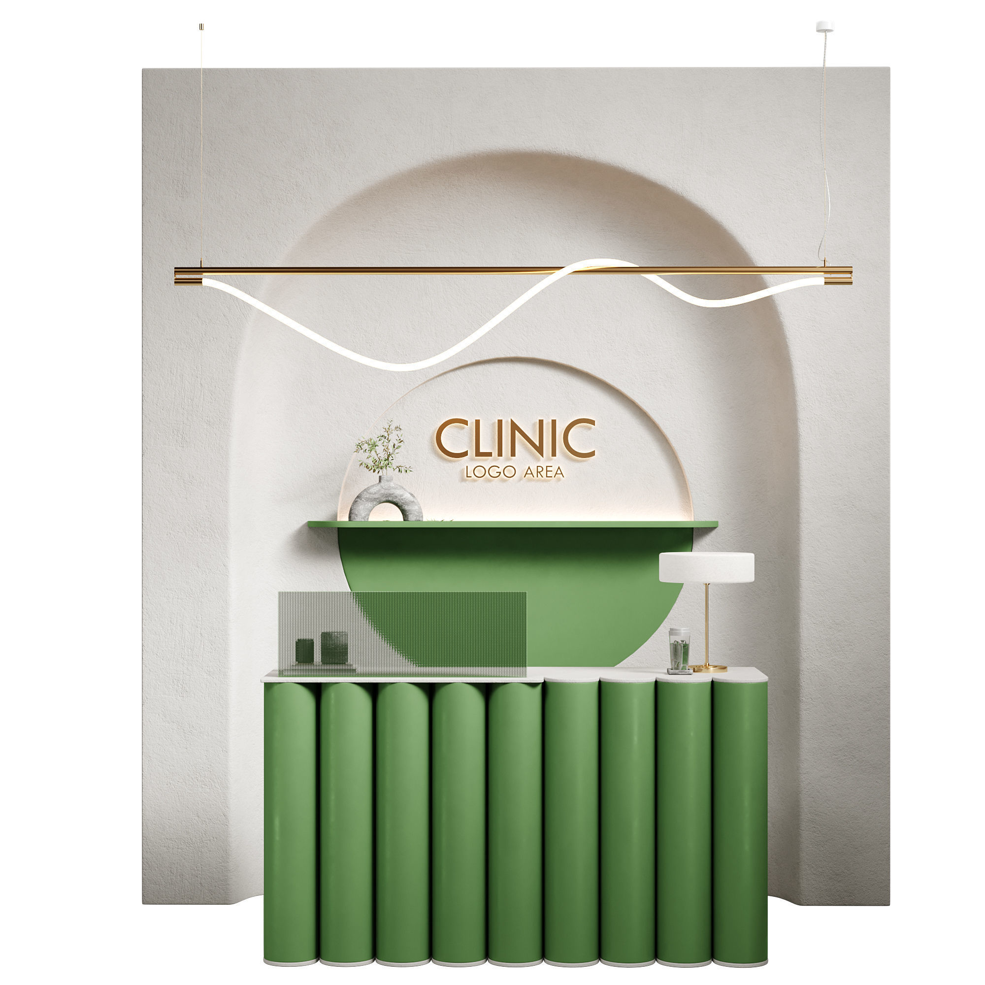 Green Clinic Reception 3D model_1