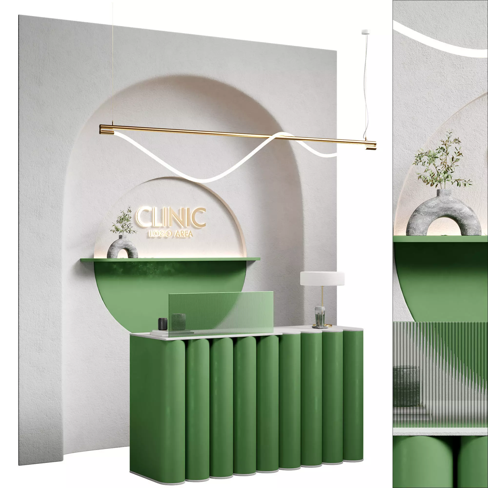 Green Clinic Reception 3D model_0