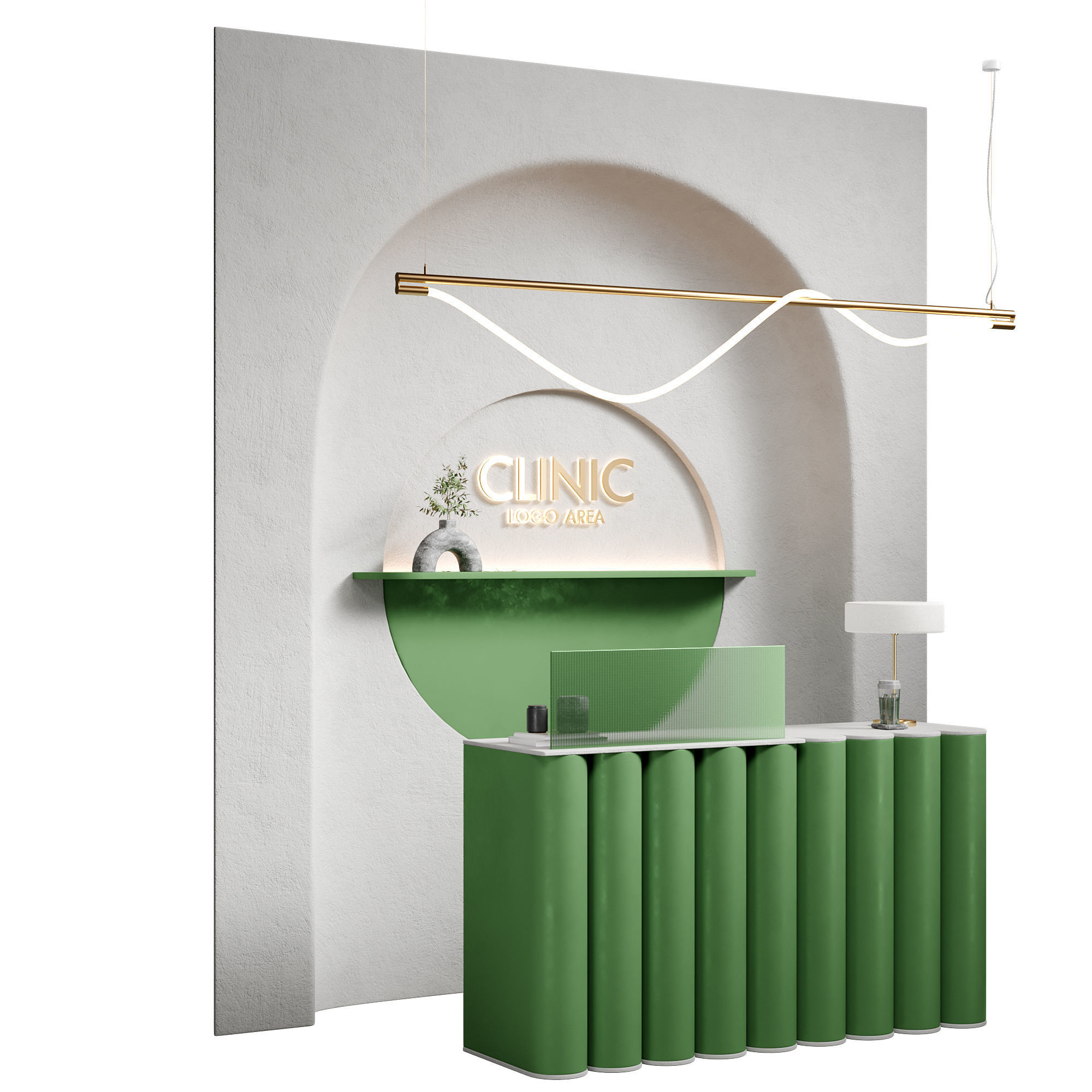 Green Clinic Reception 3D model_2