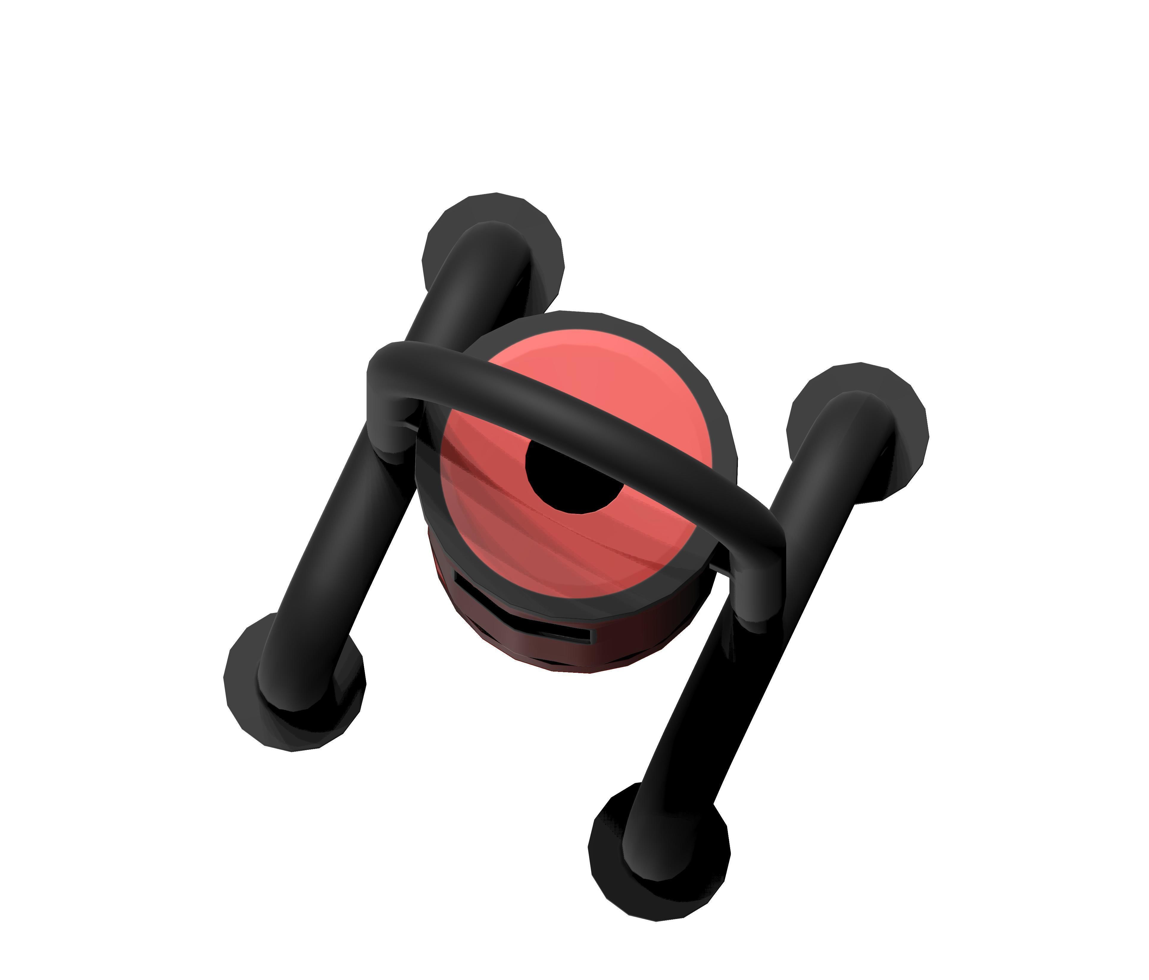 Red closed cage type trash can Low-poly 3D model_1