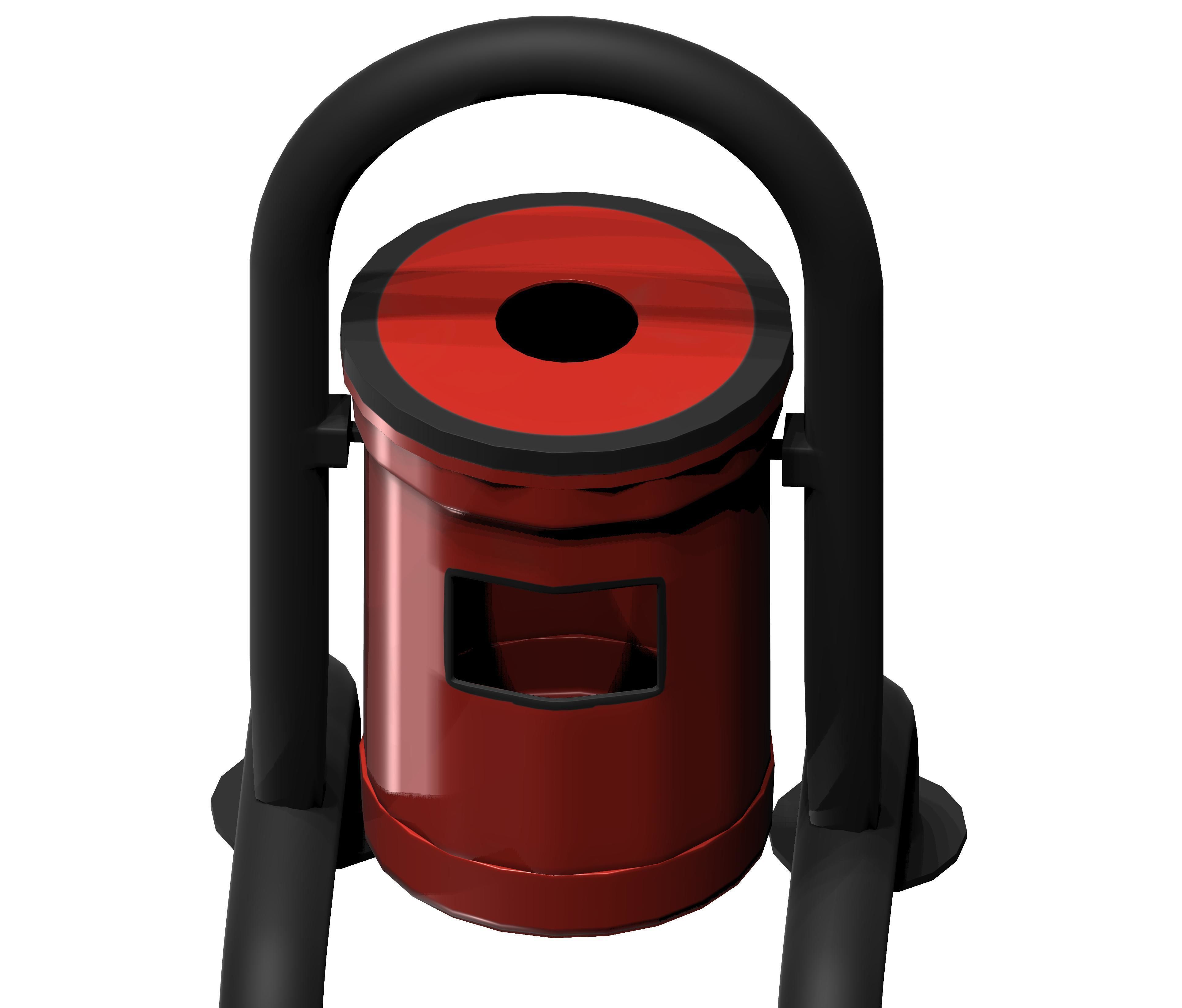 Red closed cage type trash can Low-poly 3D model_3