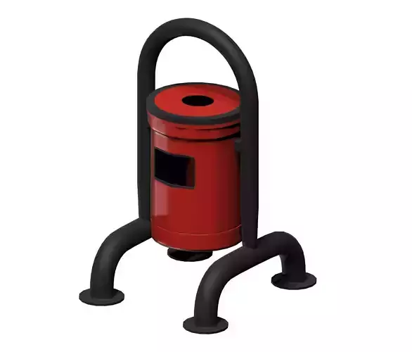 Red closed cage type trash can Low-poly 3D model Red closed cage type trash can Low-poly 3D model