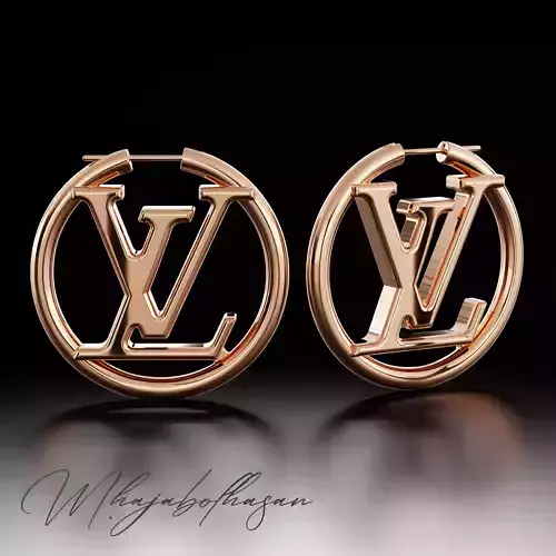 LV gold earrings 3D print model