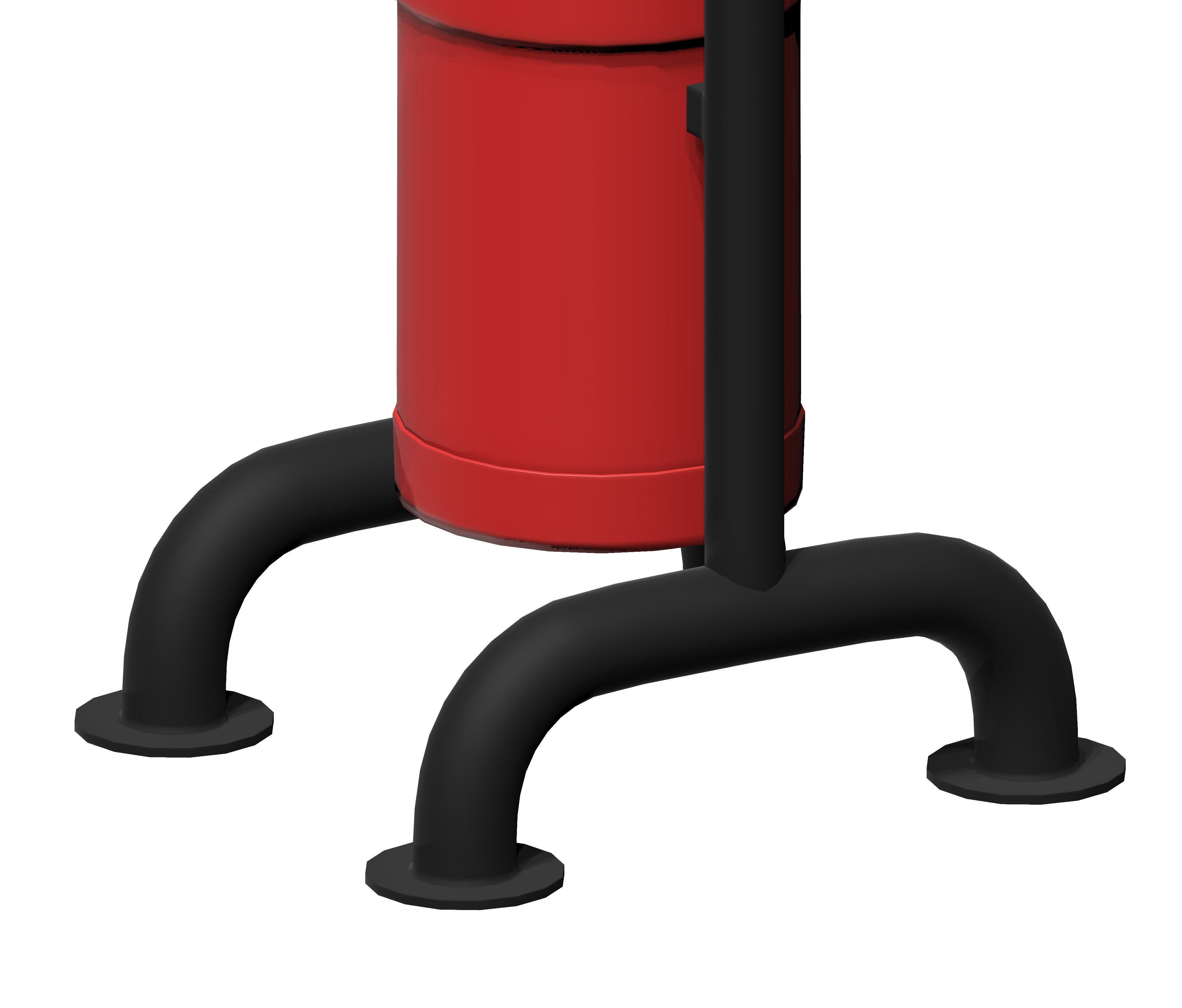 Red open cage type trash can Low-poly 3D model_3