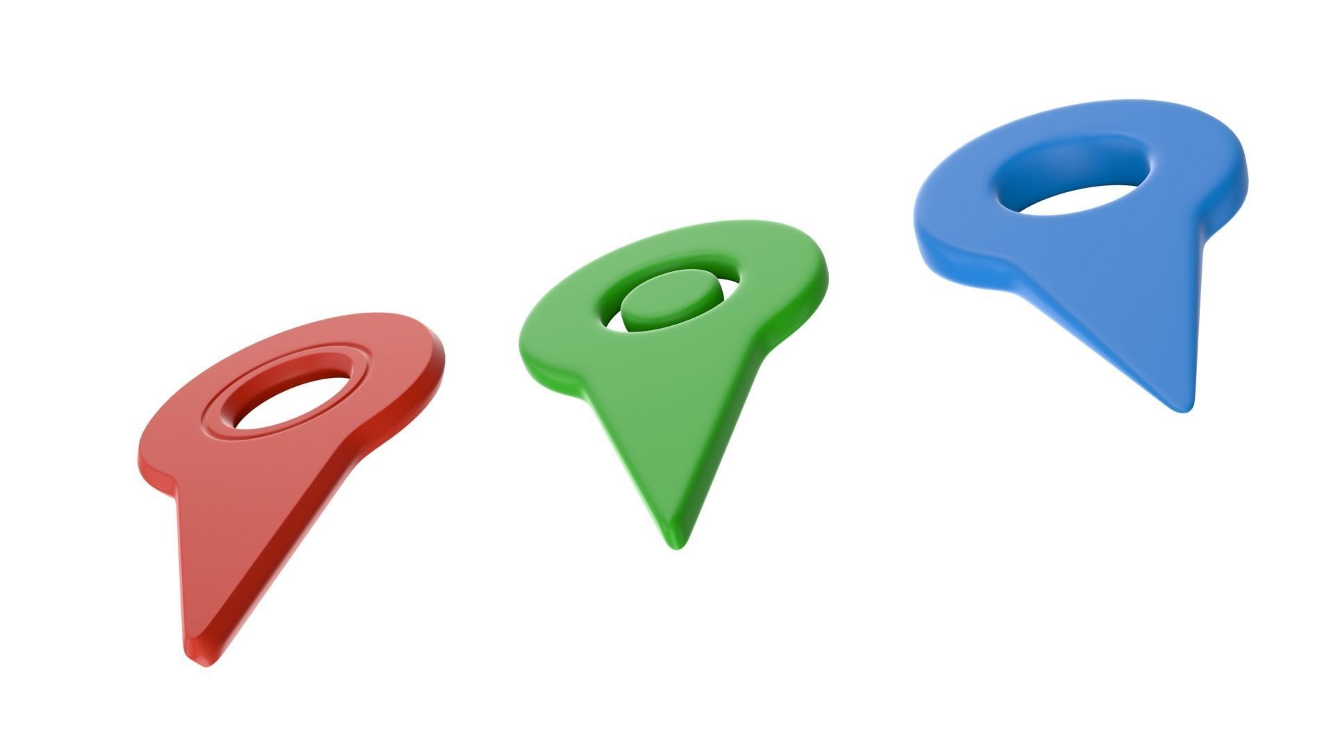 Navigation Pin Set Low-poly 3D model_3