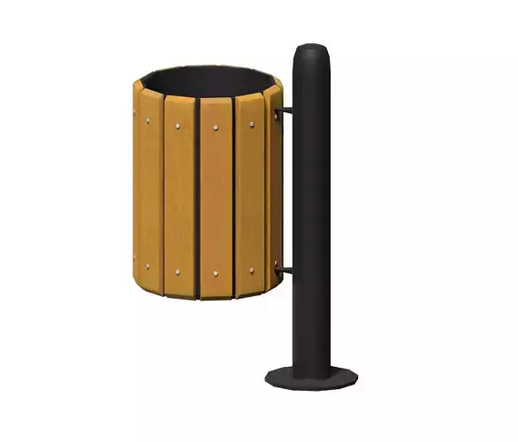Wooden open cage type trash can Low-poly 3D model
