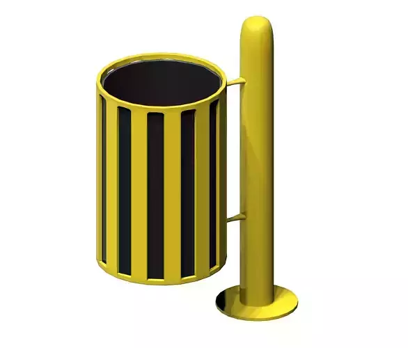 Yellow circular cage type trash can