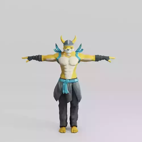  stylised Fighter Low-poly game ready 3D model 