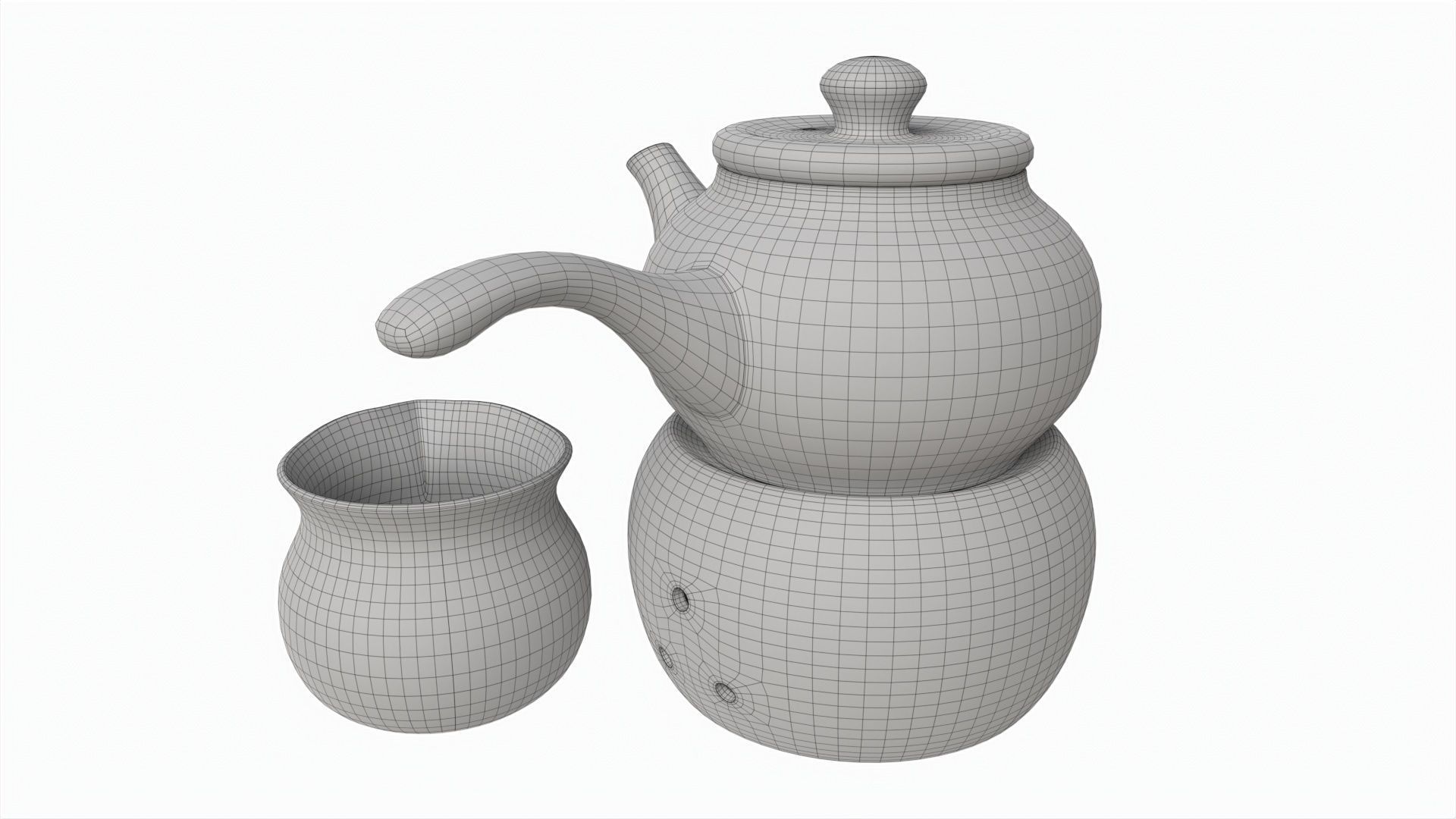 Japanese Kyusu Tea Set with Warmer 01 3D model_7