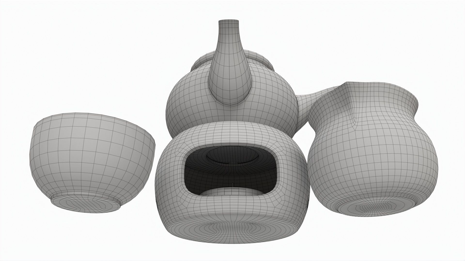 Japanese Kyusu Tea Set with Warmer 01 3D model_6