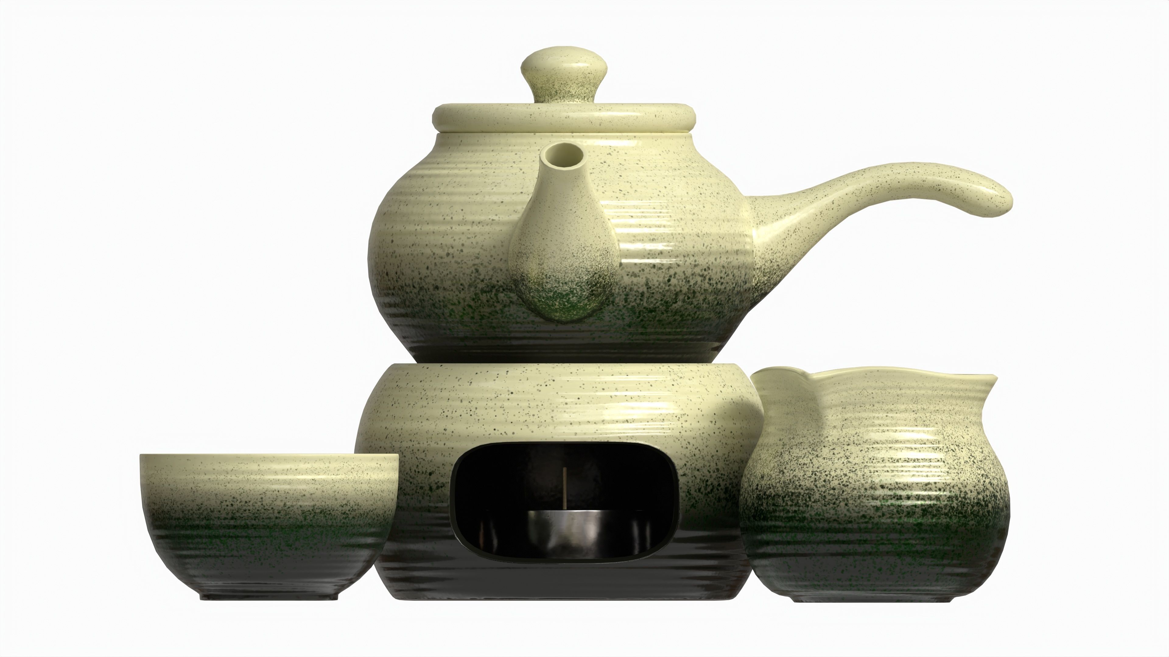Japanese Kyusu Tea Set with Warmer 01 3D model_4