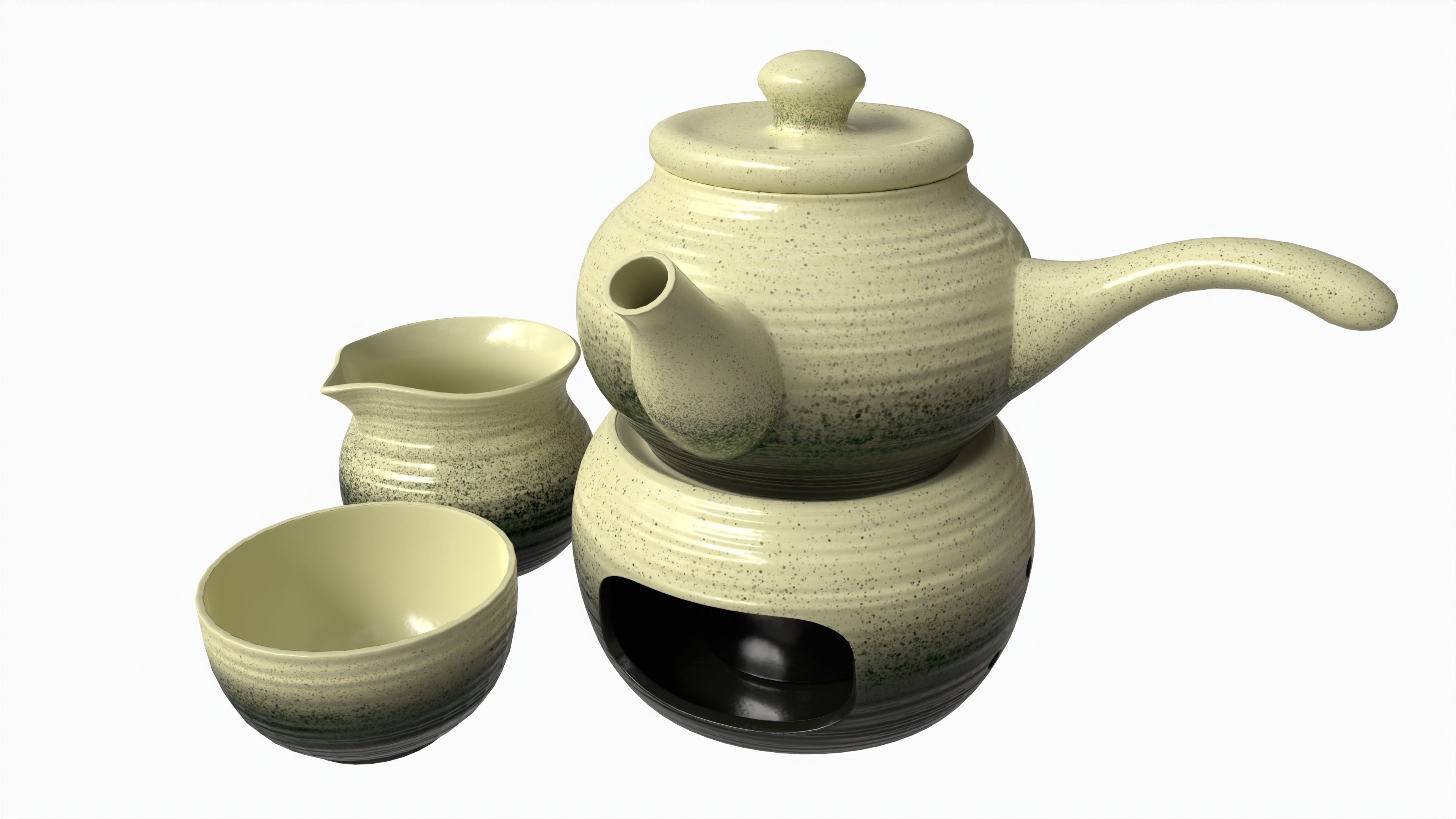 Japanese Kyusu Tea Set with Warmer 01 3D model_1