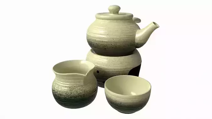 Japanese Kyusu Tea Set with Warmer 01 3D model