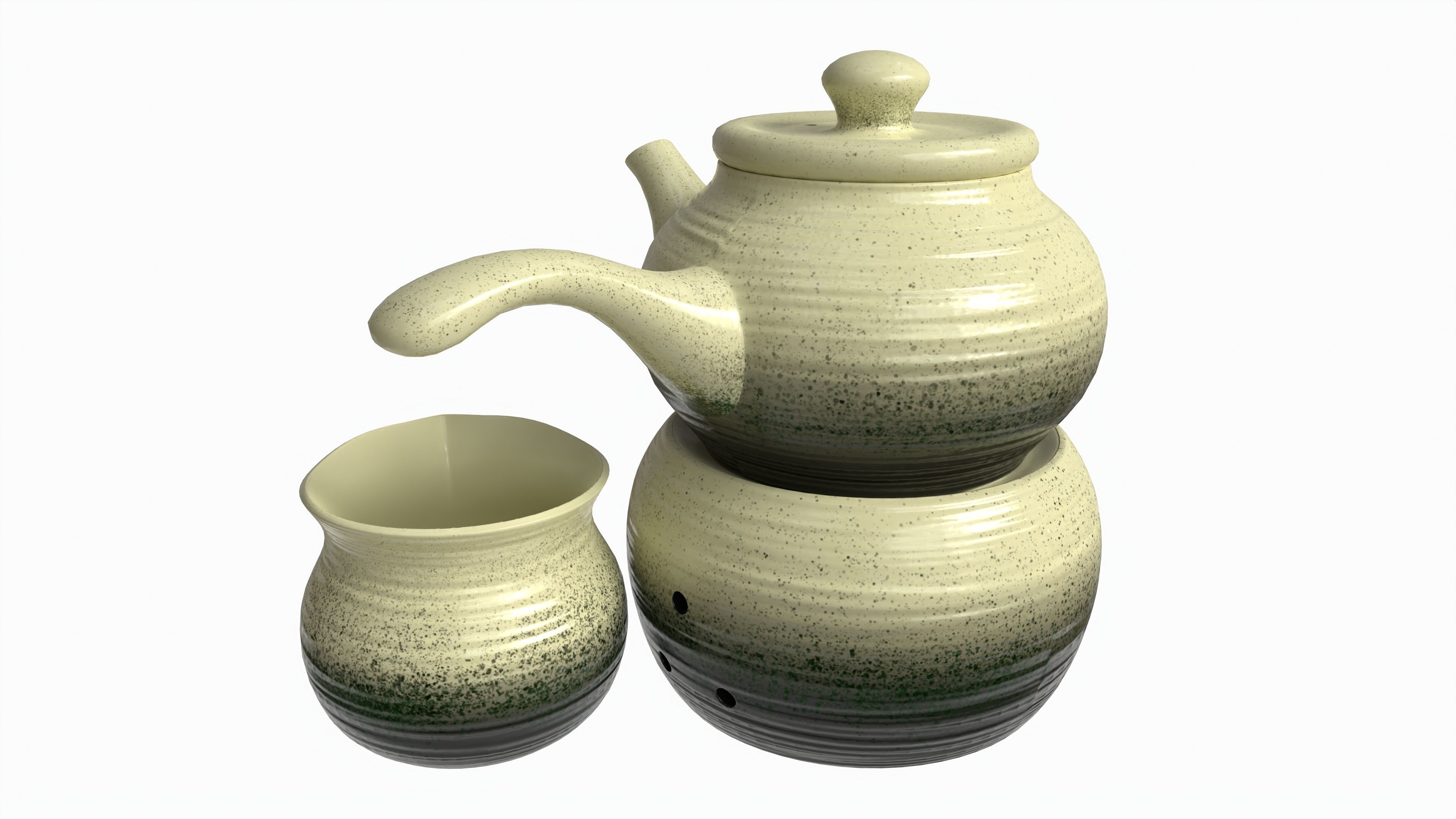 Japanese Kyusu Tea Set with Warmer 01 3D model_3