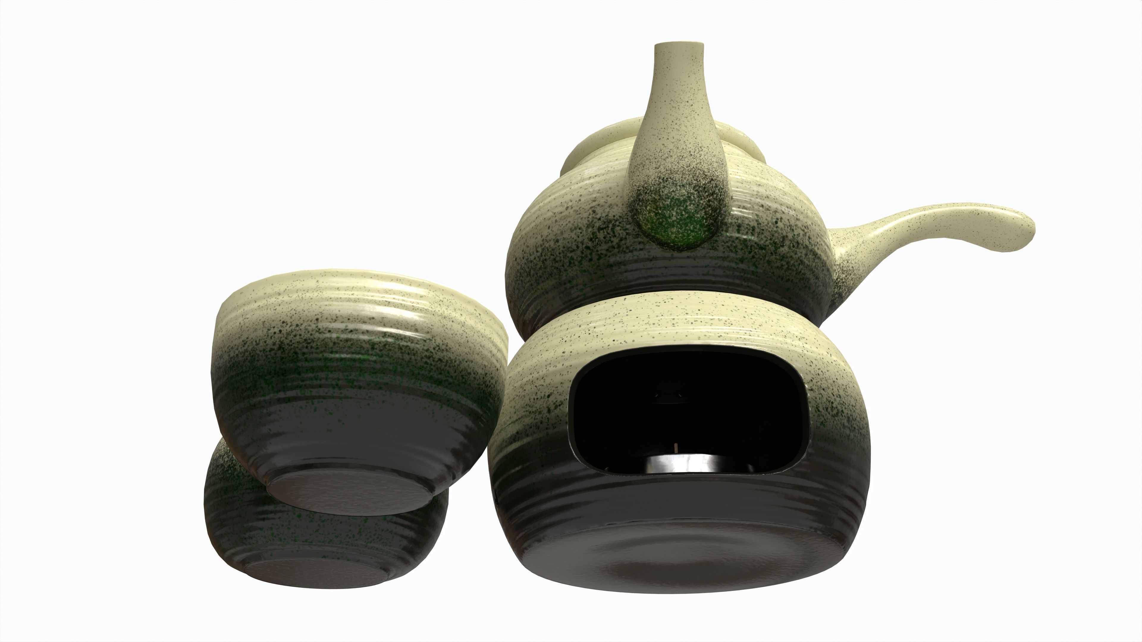 Japanese Kyusu Tea Set with Warmer 01 3D model_2