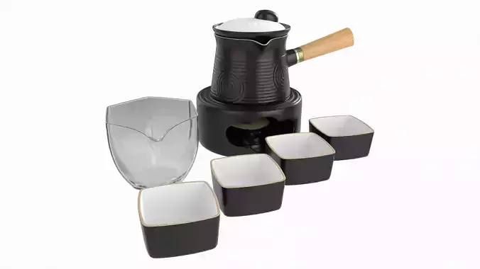Japanese Kyusu Tea Set with Warmer 02 3D model