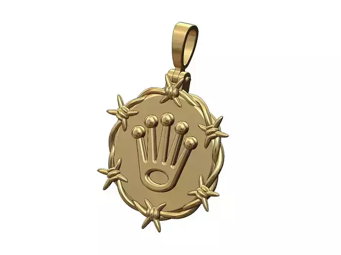 Watch crown round pendant with bail 3D print model