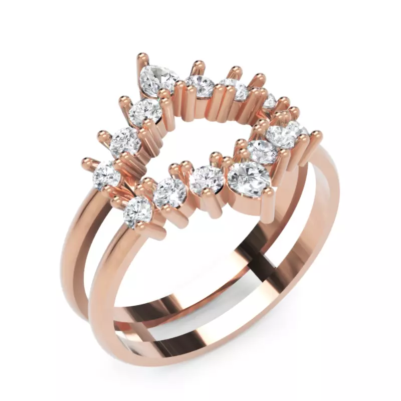 Pear and Round Diamond Ring 3D Model for Printing and Casting Free 3D print model
