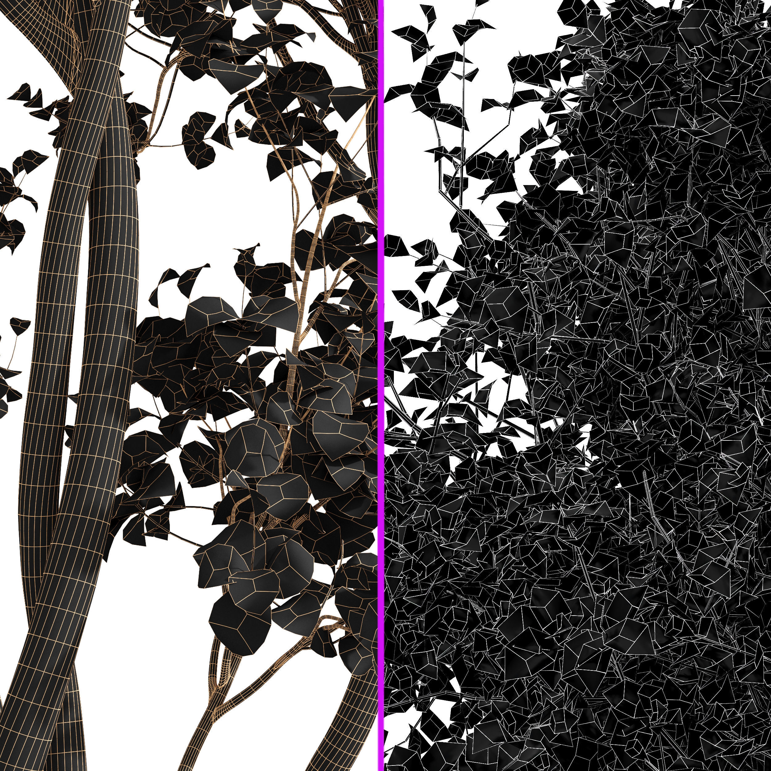 Bush Leaf 4 trees 3D model_6