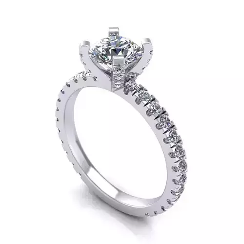 Pav Solitaire Diamond Ring R2